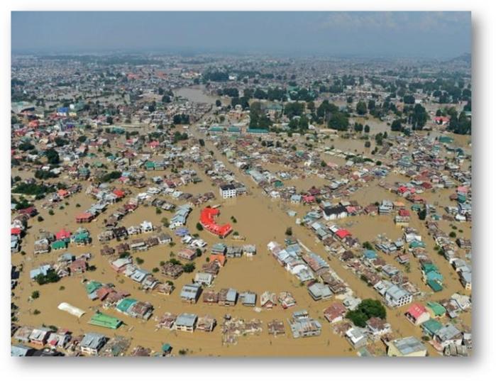 An aerial view of Srinagar, Kashmir, on Sept11, 2014