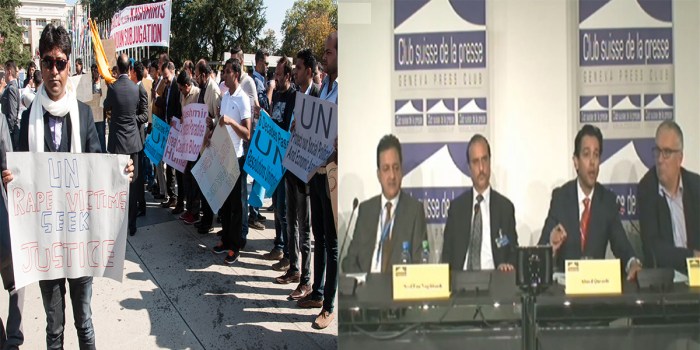 Ahmed Quraishi, Altaf Wani, Sardar Amjad, Faiz Naqshbandi & Mrs. Shamim Shawl Are Addressing The Press Conference & Protest