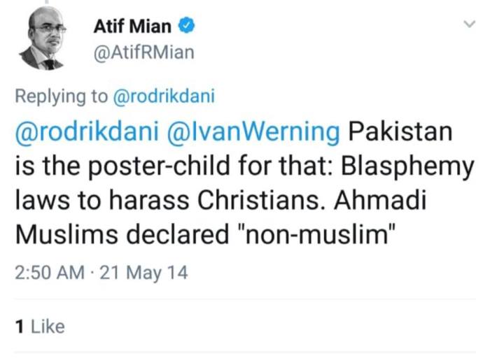 Atif Mian tweet